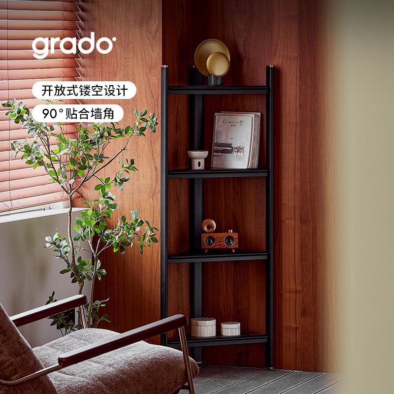 grado格度|宝格转角置物架中古风花架落地多层夹缝收纳柜墙角书架,住宅家具,角柜,淘宝优惠券,粉丝福利购,淘宝优惠卷