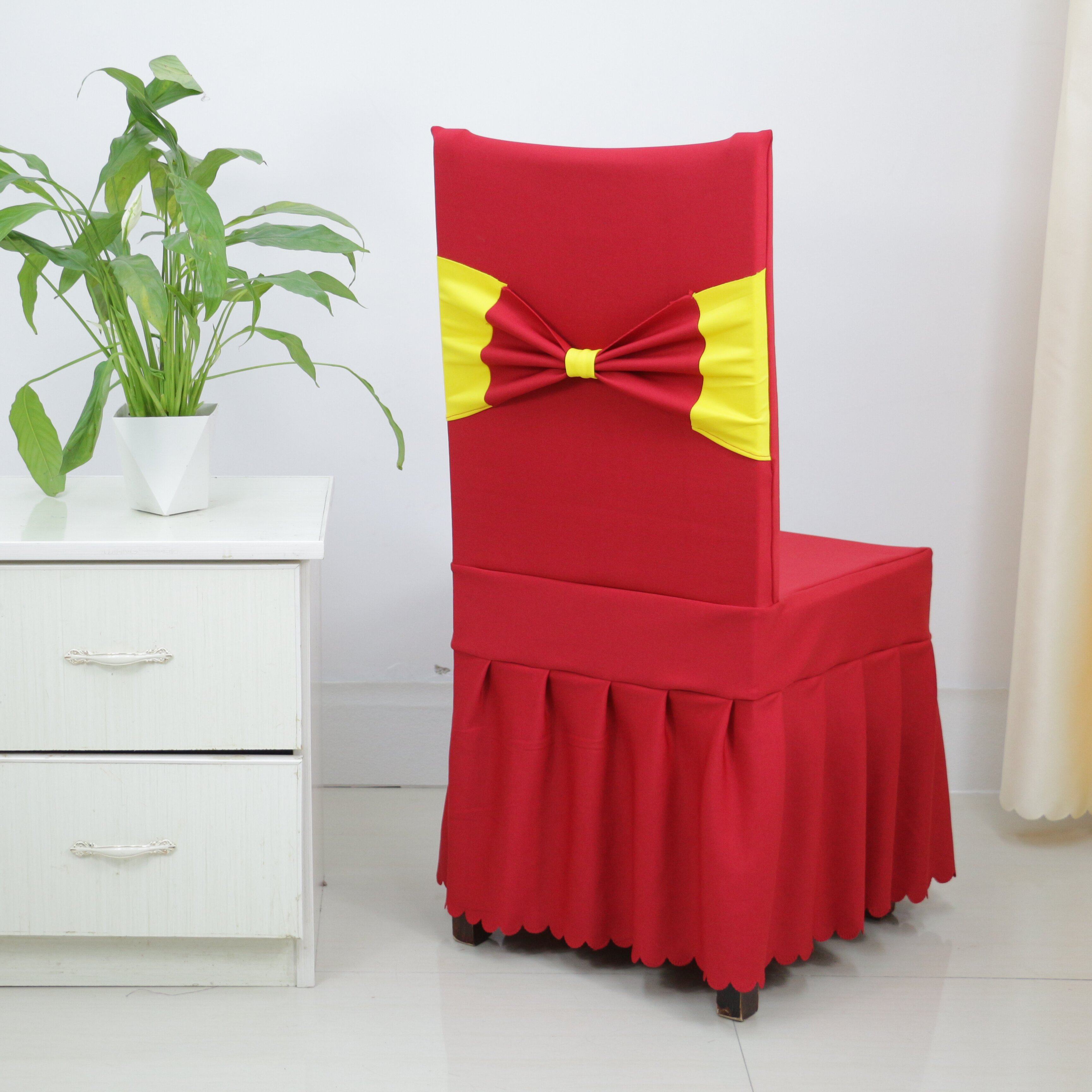 简约连体弹力椅套家用酒店餐厅饭店通用餐椅套餐桌红色椅子套罩布