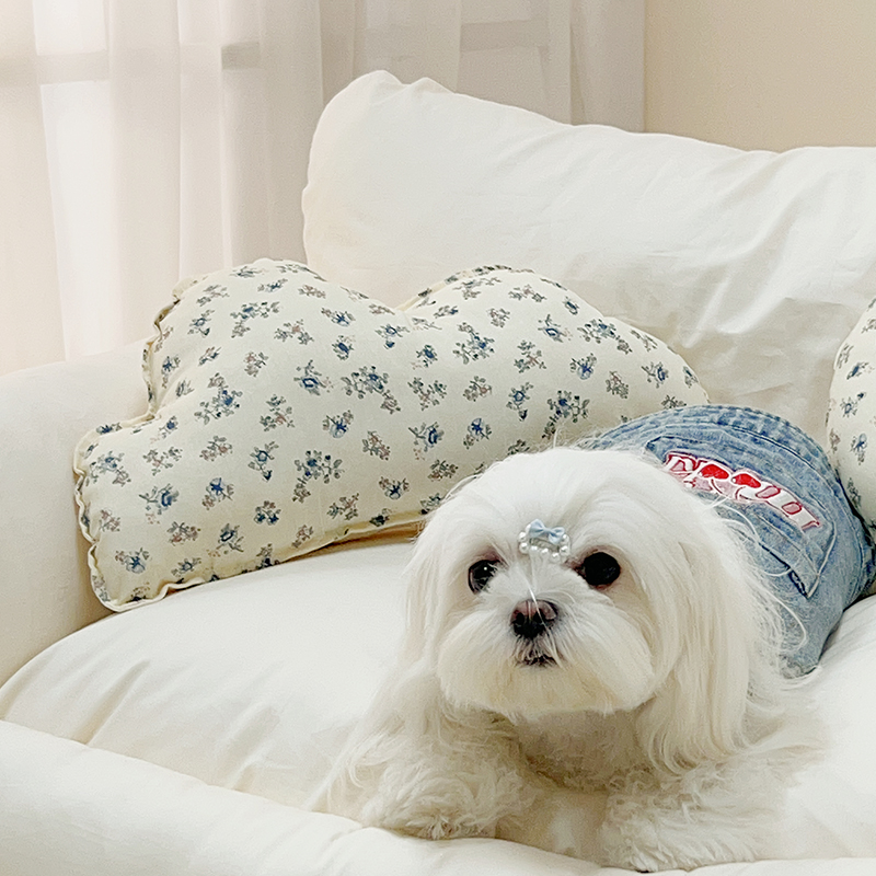 宠物云朵抱枕枕头柔软纯棉绒棉麻花边羽丝绵填充bb叫的发声器