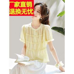 2025夏季新款小短袖减龄美丽t恤宽松的腹部覆盖短风格上衣的女性