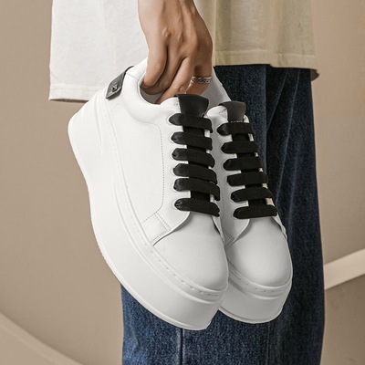 夏季男鞋新款透气小白鞋子男潮流百搭厚底增高运动鞋休闲板鞋潮鞋