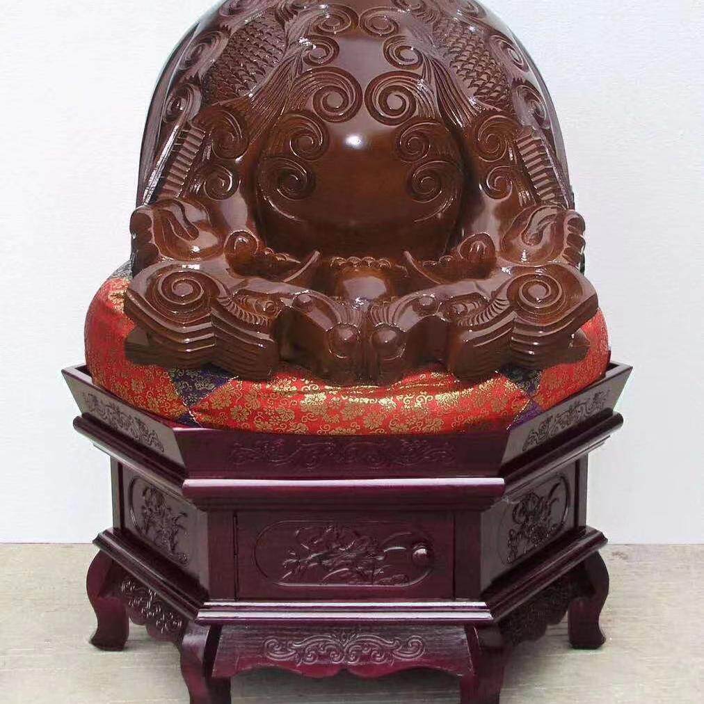 台湾木鱼紫檀木雕刻木鱼架子寺庙龙雕木鱼铜罄全套