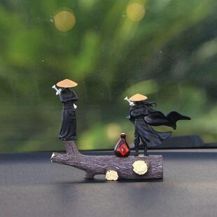 寒江孤影江湖故人汽车摆件古风侠客中控台显示屏车内治愈系装饰男