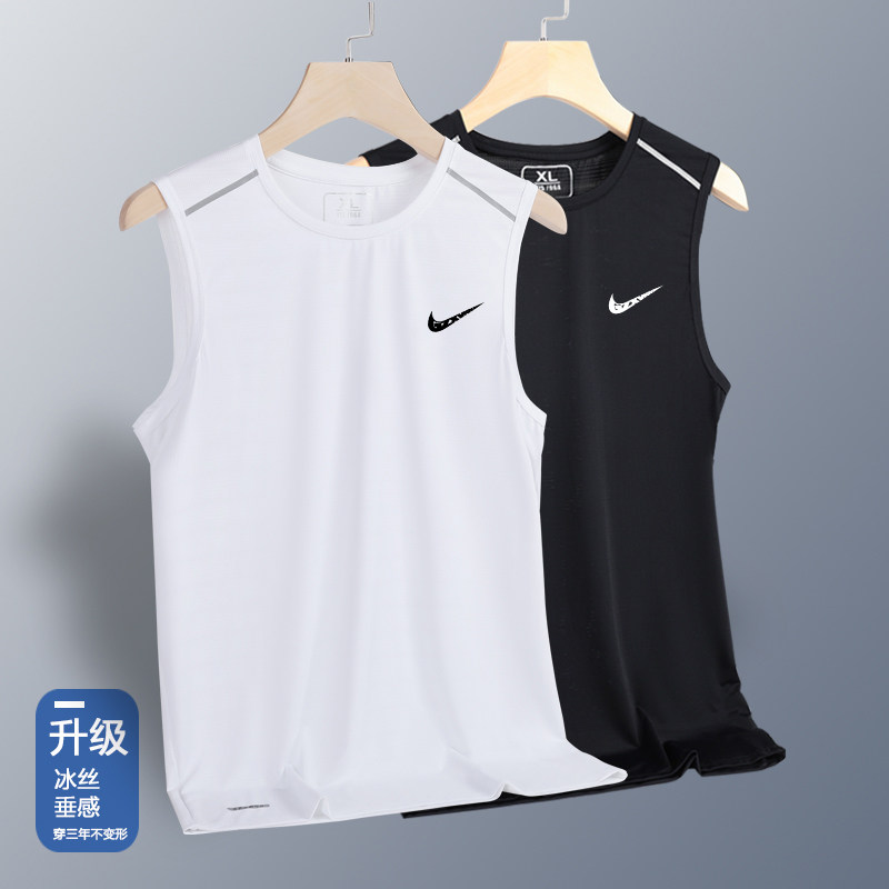 조끼 티셔츠 남성용 얼음 실크 얇은 여름 플러스 사이즈 지방 속건성 느슨한 양복 조끼 민소매 언더 셔츠 T 남성용