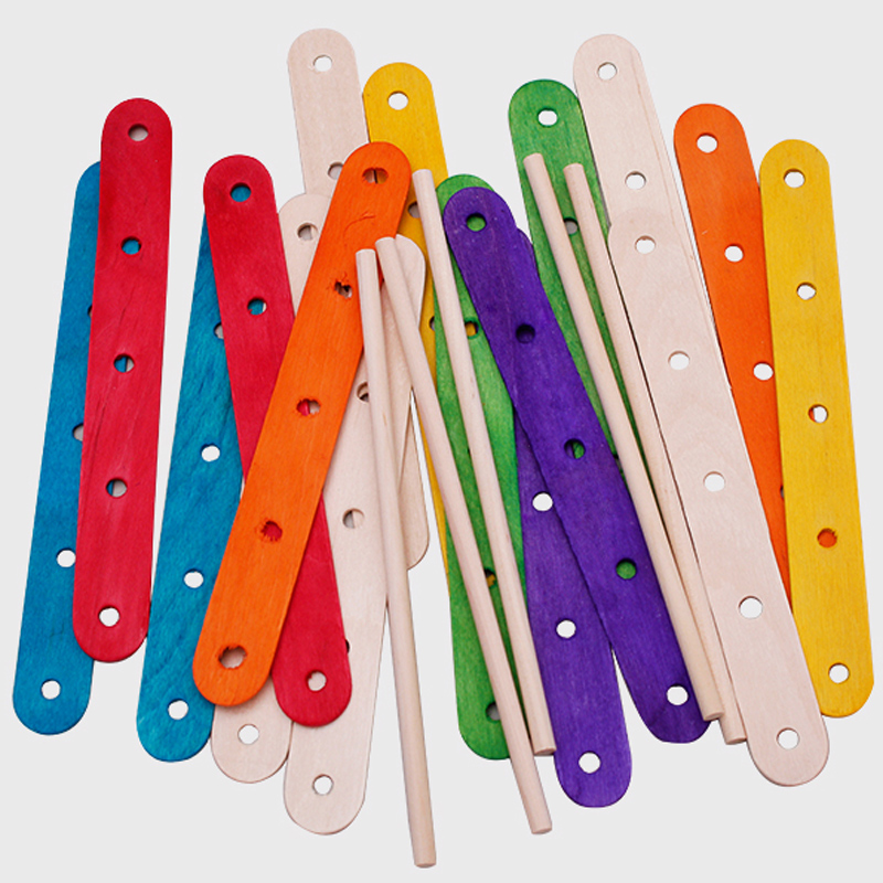 开孔雪糕棒原木彩色手工制作材料