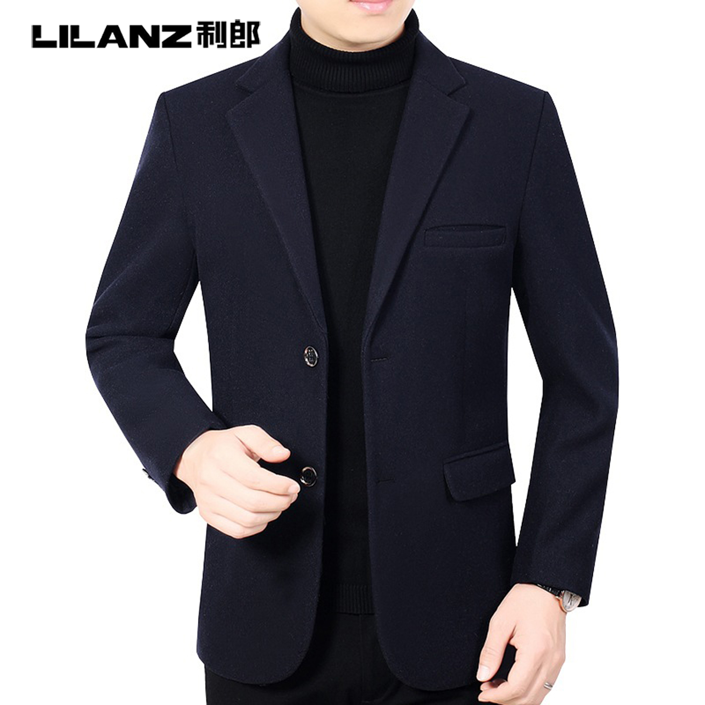 利郎中年男士纯色抗皱休闲西服