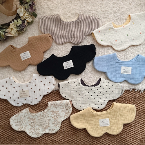 Хлопковый марлевый детский слюнявчик, в корейском стиле, в цветочек