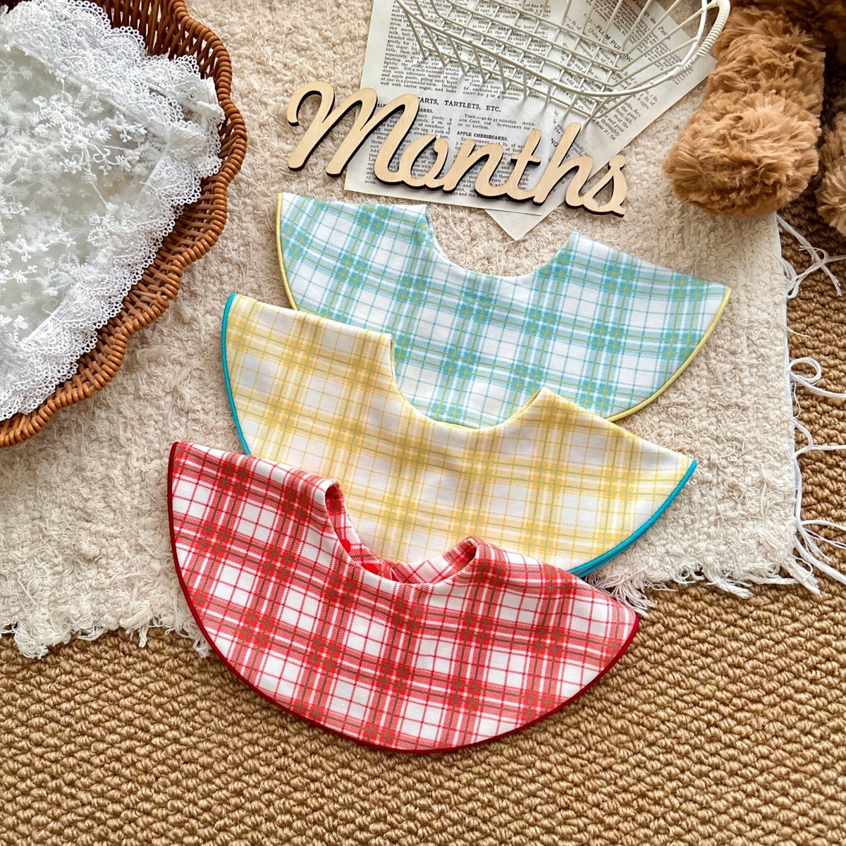 韩版ins风婴儿围嘴双面可用新生儿口水巾纯棉360度圆形花瓣食饭兜,婴童用品,小围嘴,淘宝优惠券,粉丝福利购,淘宝优惠卷