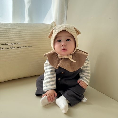 北欧风ins婴儿纯棉纱布口水巾糖果大花瓣360度可旋转四层围嘴围兜