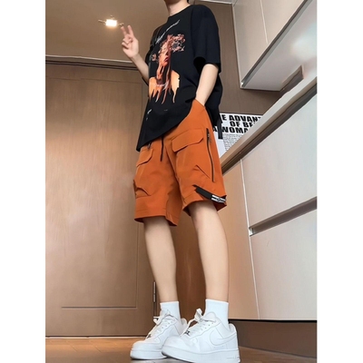 过膝工装短裤女2025新款夏外穿五分裤子休闲宽松运动大码六七分裤
