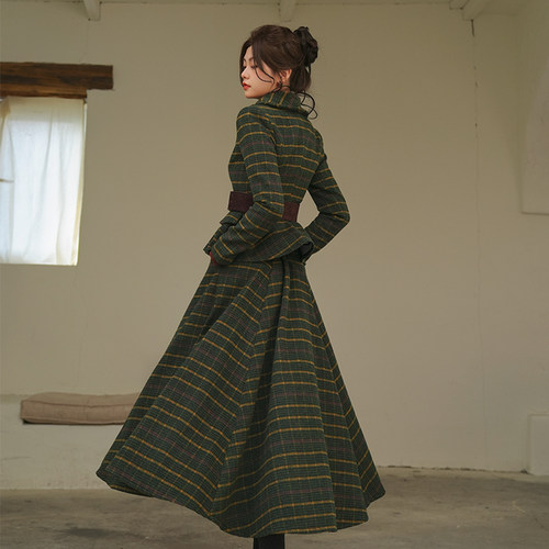 法式复古加厚羊毛呢高腰西装套裙