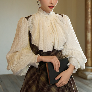 春野茶会 法式 宫廷复古蕾丝灯笼袖 衬衫 弥爱原创 厚款 10新品