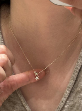 金色闪钻流星项链精致小众设计高级感锁骨链轻奢复古时尚百搭颈链