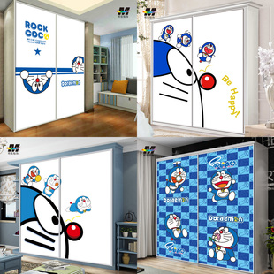 衣柜门翻新贴纸旧木门贴定制加厚不透家具移门玻璃卫生间膜机器猫