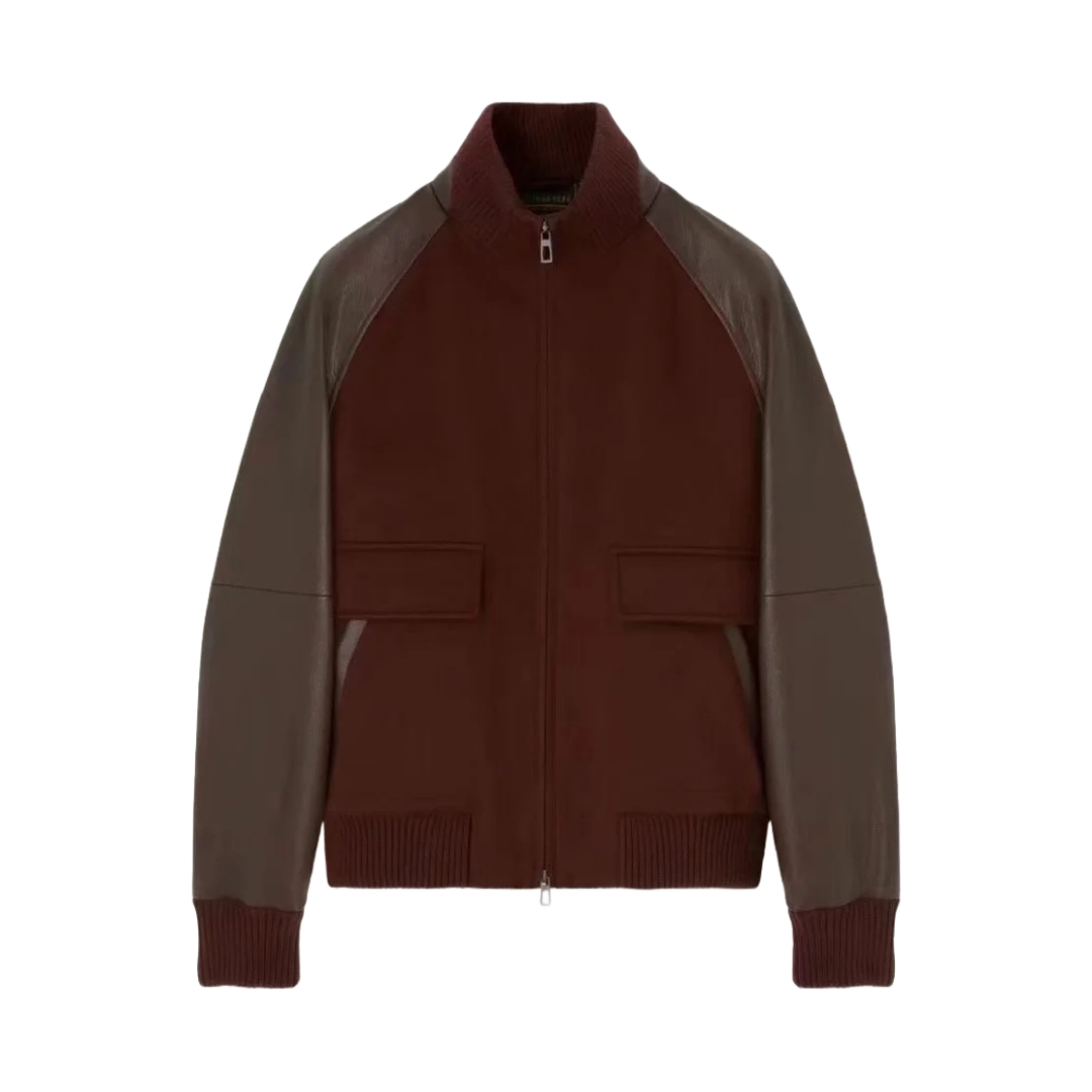 意式立翻领拼皮A1飞行夹克