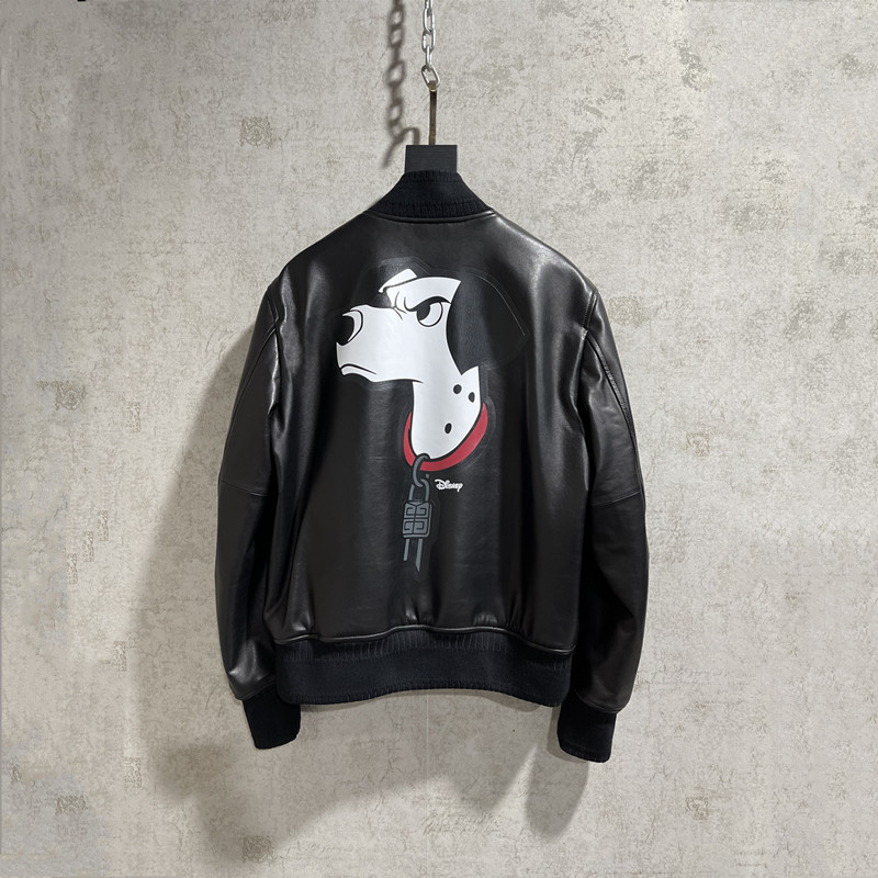 RC欧货 101斑点狗忠狗联名印花飞行员棒球夹克真皮皮衣