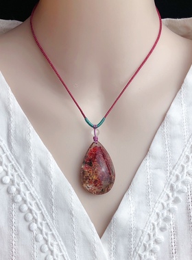 东海水晶红幽灵吊坠毛衣链水晶吊坠生日礼物情人节礼物