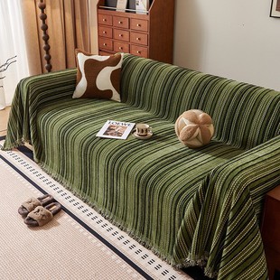 新款 通用线条沙发套沙发盖布巾 现代简约高档纯色雪尼尔沙发巾四季