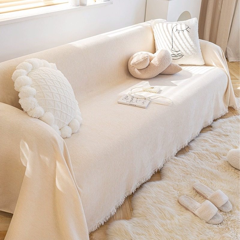 现代简约纯色雪尼尔沙发巾北欧风一片式流苏边沙发盖布巾沙发套罩,居家布艺,沙发套,淘宝优惠券,粉丝福利购,淘宝优惠卷