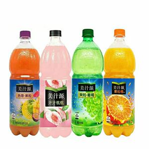 美汁源果粒橙1.25升汁汁桃桃热带果粒青提葡萄味果味饮料一整箱