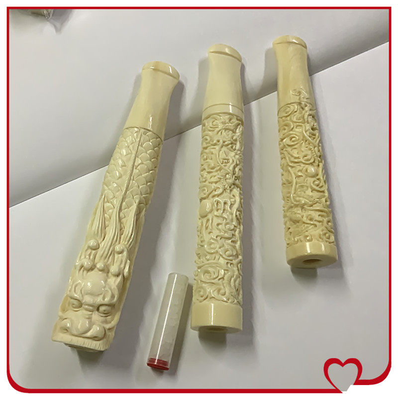 雕刻盘龙龙头猛犸牙烟嘴老式过滤嘴适合9mm滤过滤芯粗细烟俩用