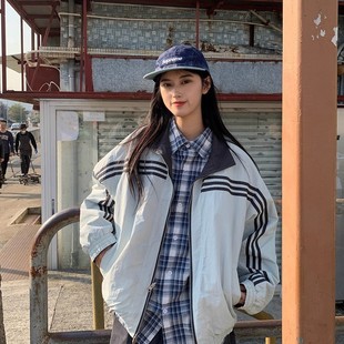 LIFEASAM美式复古春秋两面穿夹克外套男女情侣宽松休闲百搭上衣潮