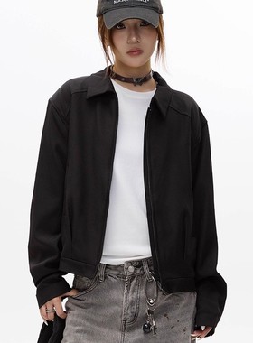 apocket美式复古高级感短款垫肩夹克男女cleanfit高街西装外套潮