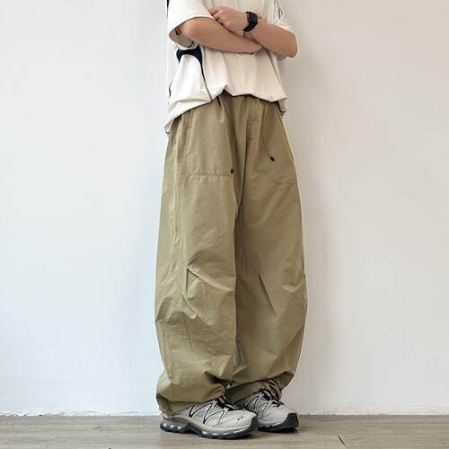 JOYZONE日系复古户外机能工装伞兵裤男女休闲宽松直筒卡其色长裤