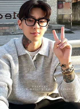 OXFREAK 「clean fit 老钱风」翻领POLO毛衣男宽松休闲针织衫秋冬