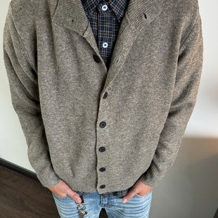 Sellscream美式复古半高领百搭羊毛混纺休闲小众针织开衫外套男女