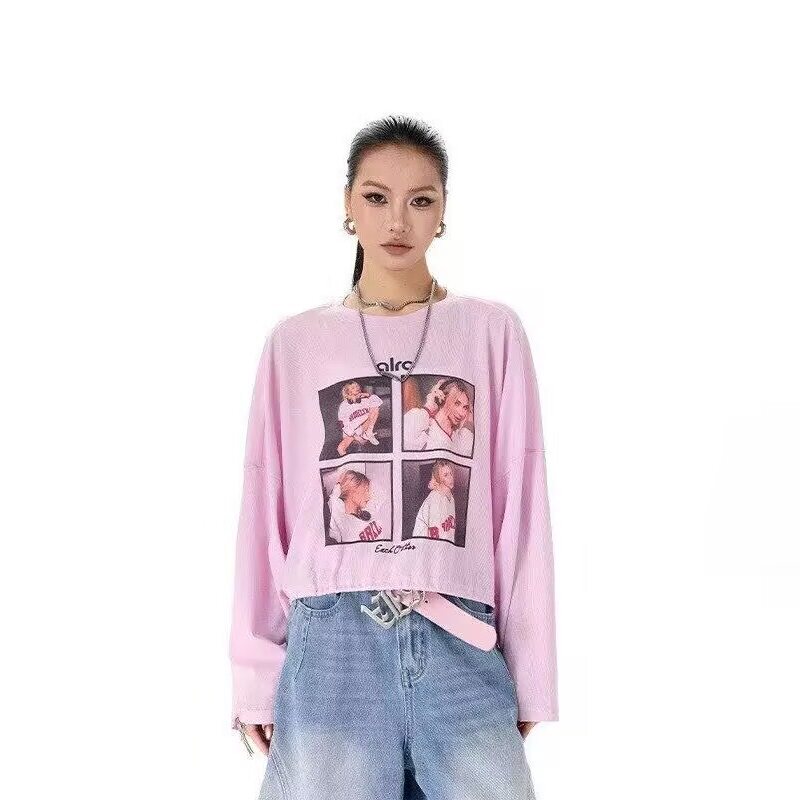 拓谷夏季专柜女薄款冰丝防晒罩衫长袖t恤辣妹跳舞宽松短款上衣服