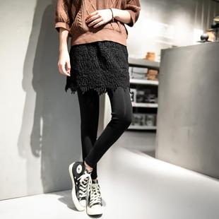 假两件打底裤女春秋大码胖mm显瘦连裤裙针织带裙子的裤子外穿显瘦
