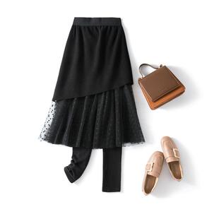 2024秋冬新款百搭裙裤假两件打底裤高腰显瘦纯棉加绒加厚连裤裙