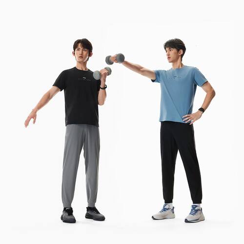 李宁男冰感速干束脚运动裤