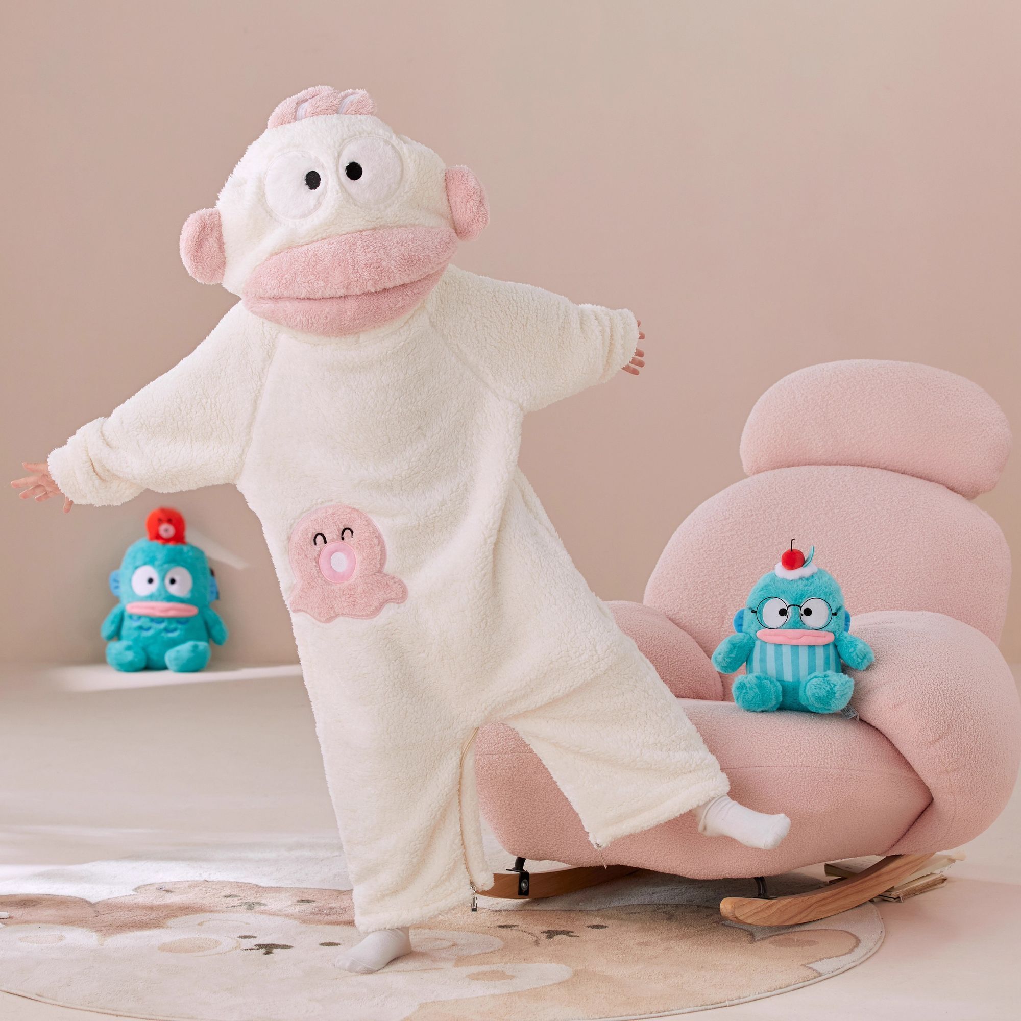 儿童连体丑鱼睡衣男童冬季亲子珊瑚绒卡通女童搞怪小丑鱼睡袍冬天