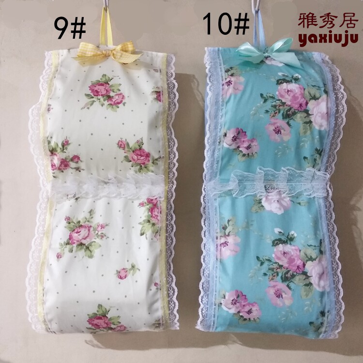 纯棉布艺挂袋 卷纸收纳袋 厕纸手纸挂袋 纸巾袋 2粒装