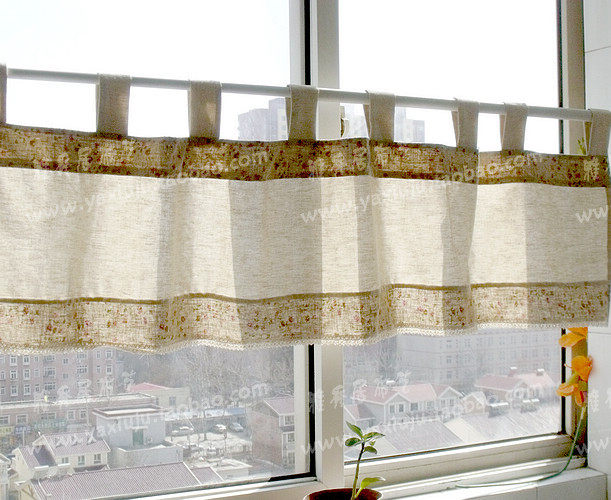 韩式风格门帘/挂帘/半帘/窗帘/水洗麻/田园A款/45*150CM