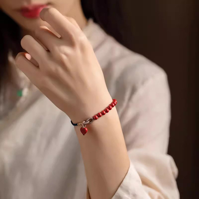 朱砂手串招财纳福爱心吊坠手链女款本命年手工编织红绳饰品高级感,饰品/流行首饰/时尚饰品新,线,淘宝优惠券,粉丝福利购,淘宝优惠卷