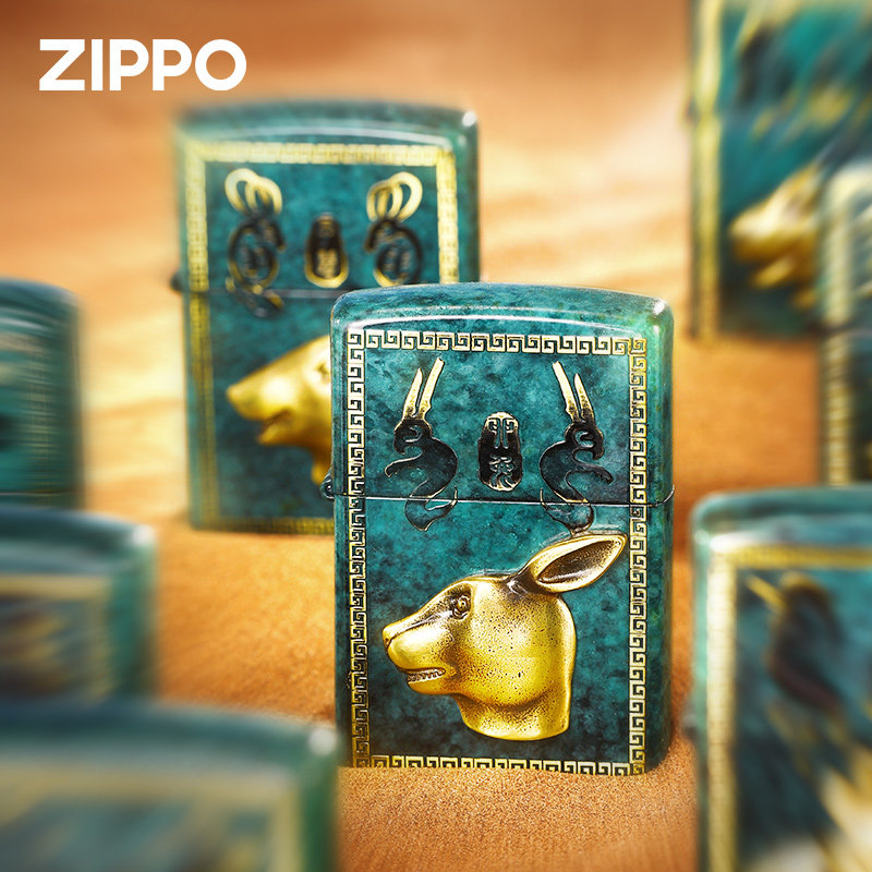 zippo打火机芝宝原装正品黄铜做旧贴章兽十二生肖煤油防风送男友