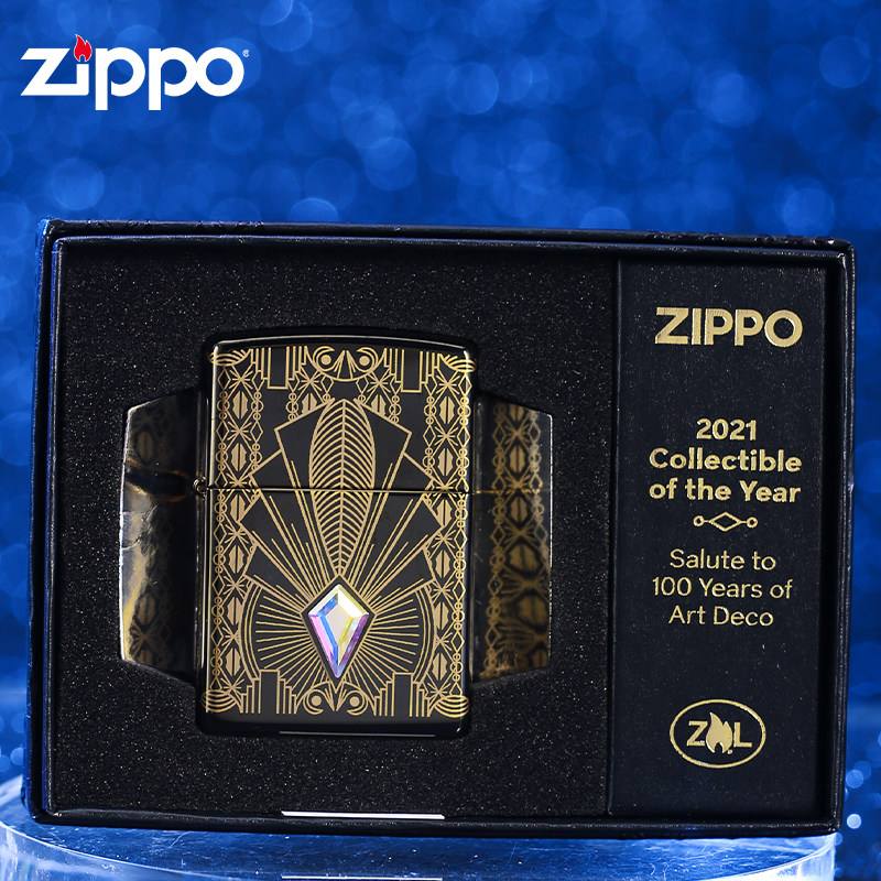 zippo打火机金粉世家限量正版镶水晶镀金美国原装收藏送男友礼物