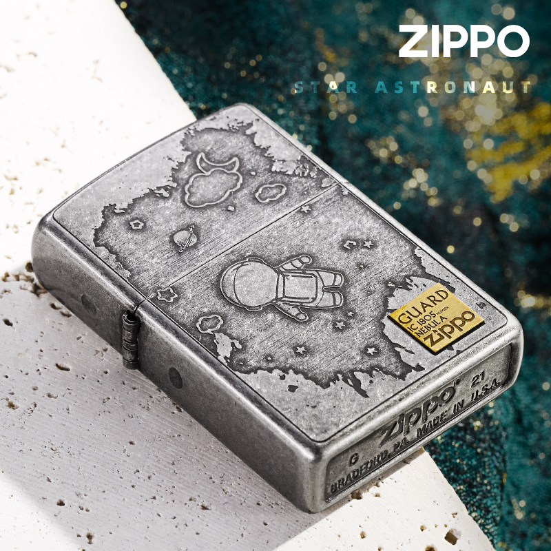 zippo打火机正版 古银蚀刻星空宇航员 送男友礼物 zppo防风煤油机
