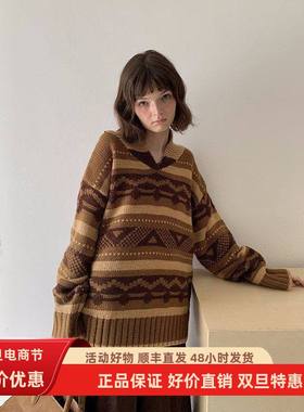 UNITY MODE 圣诞氛围感绵羊毛费尔岛粗针织毛衣女冬季上衣251335