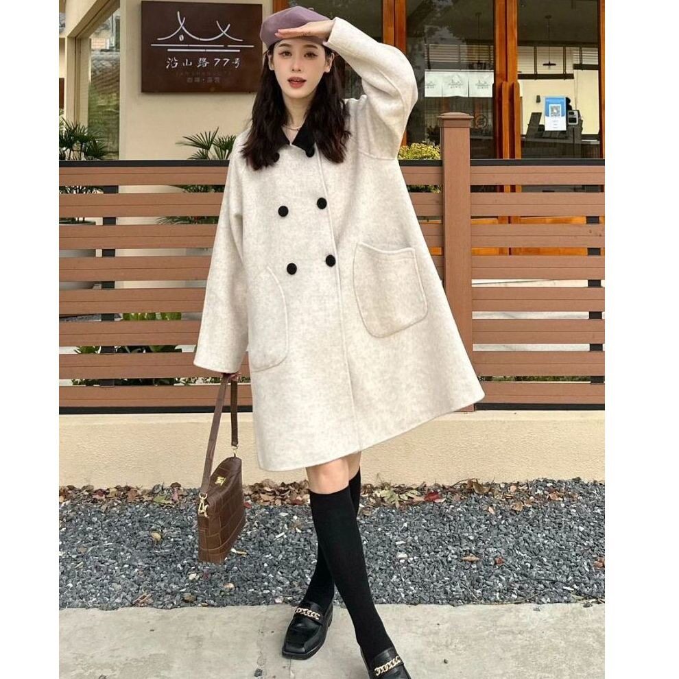 小香风毛呢外套女春秋新款爆款盐系轻熟风小个子加厚长款大衣