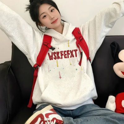 重磅纯棉连帽卫衣女秋冬2025新款爆款美式宽松加绒加厚帽衫外套潮