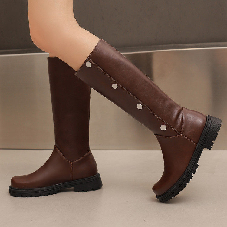 棕色长筒靴女2025新款秋冬季女鞋复古不过膝高筒女靴子长靴骑士靴,女鞋,骑士靴,淘宝优惠券,粉丝福利购,淘宝优惠卷