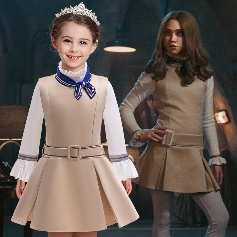 2025梅根2.0Cosplay制服连衣裙万圣节女童舞台表演四件套连衣裙
