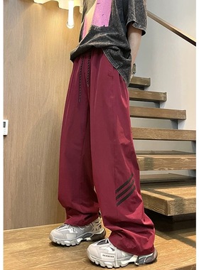 FOG EMMA巴黎神裤宽松美式运动裤男潮牌条纹情侣薄款速干休闲裤子