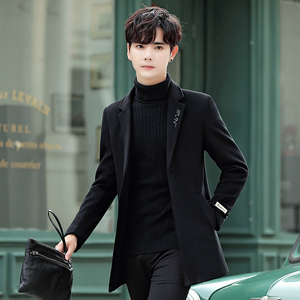 冬季休闲毛呢大衣男士矮个子XS码小号160cm商务简约显瘦修身外套