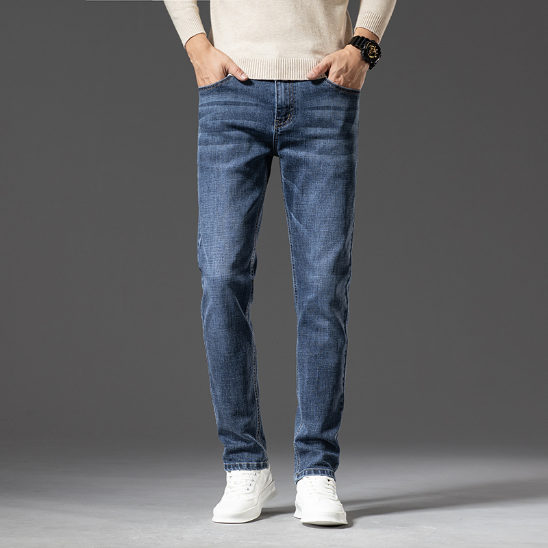 弹力直筒牛仔裤27简约修身长裤