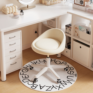 梳妆台凳子女生卧室凳子滑轮升降靠背椅美甲化妆椅子奶油风化妆凳